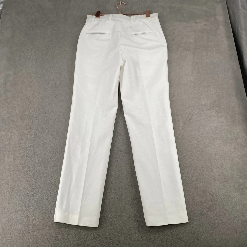 Cintas Mens White Dress Pants Flat Front Straight Leg Uniform Trousers 30 Reg